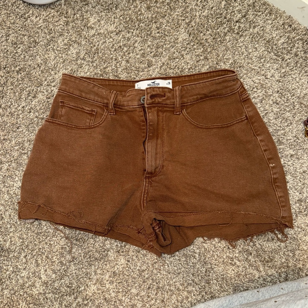 Hollister Brown Jean Shorts High-Waisted Cut-Off